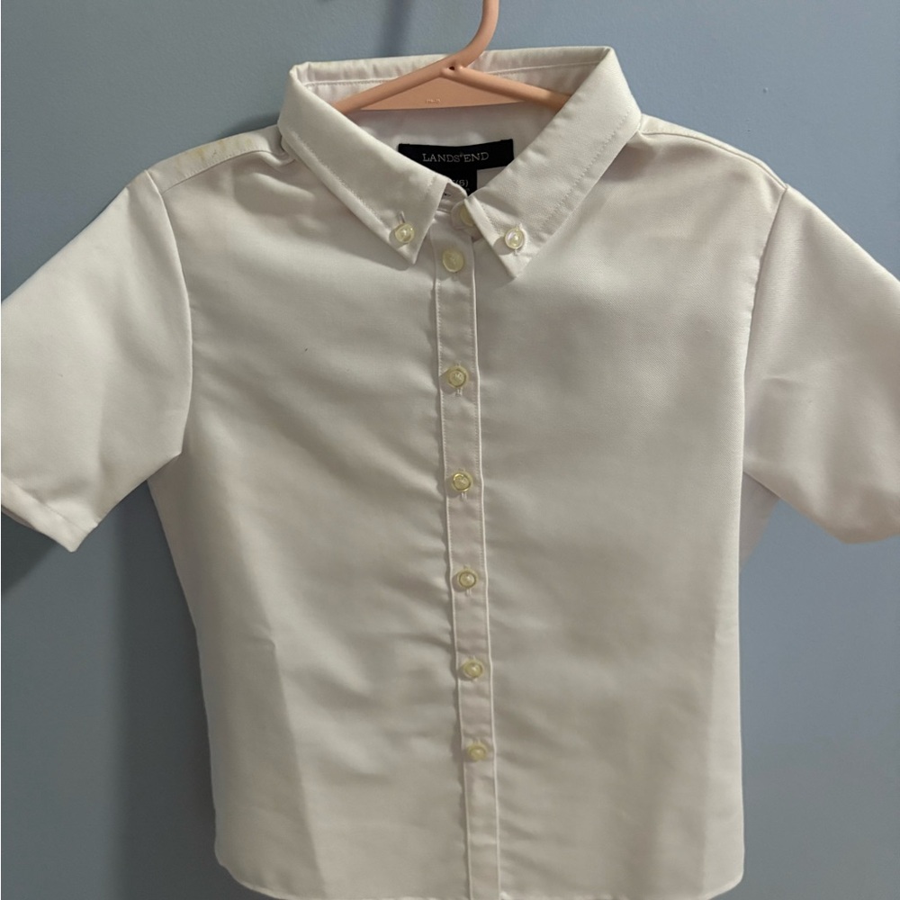 Lands' End Kids Cream Button-Down Shirt